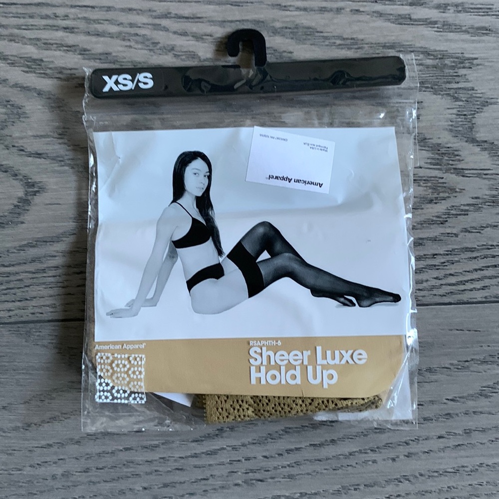 🔥🔥🔥American Apparel sheer luxe hold ups in nude/nude lace - size xs/s